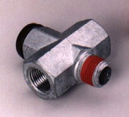 Pressure Protection Valve 1/2" Inlet Port NPTM, 3/8" Outlet Ports NPTF, 85 Nominal Opening Pressure (psi), 67 Nominal Closing Pressure (psi)
