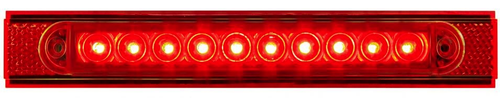 10 Led Conspicuity Reflector Plate Light - Red Led/Red Lens