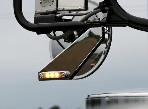 Stainless Steel Mirror Mount Side Signal Light LED Brackets (Red/Amber) - 3 Wire