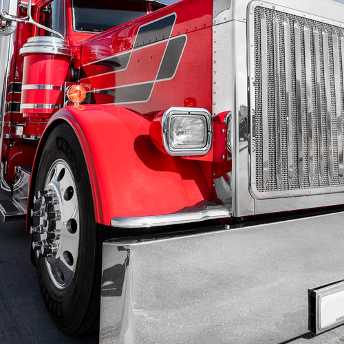 Aluminum Chrome Bracket for Front Fender Fits Peterbilt 379, Passenger Side