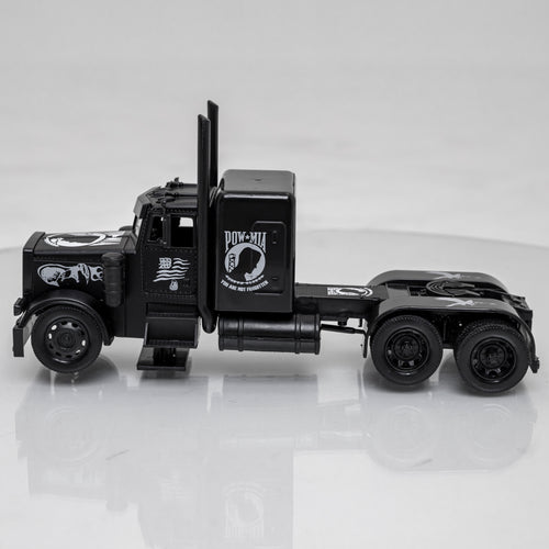 Toy Truck, Black Out, Peterbilt 379 with POW/MIA Graphics, Cab Only 1:32 Scale