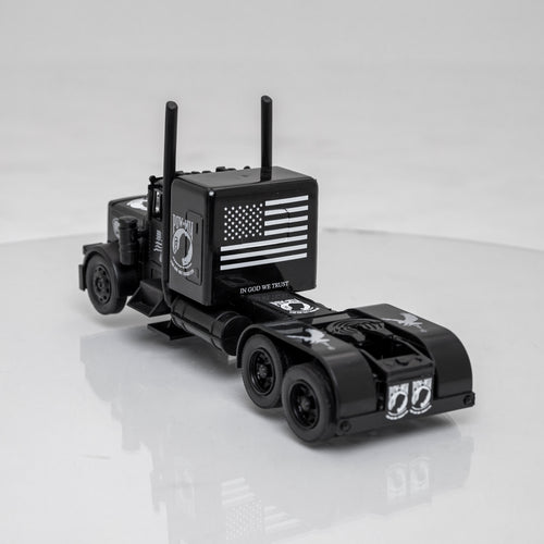 Toy Truck, Black Out, Peterbilt 379 with POW/MIA Graphics, Cab Only 1:32 Scale