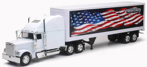 Toy Truck, Dry Van with Patriotic Graphics 1:32 Scale, Freightliner Classic XL