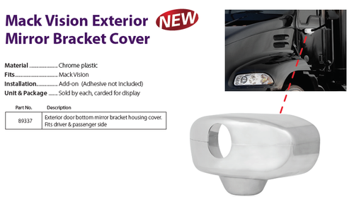Vision Exterior Door Bottom Mirror Bracket Cover Fits Driver & Passenger Side Sold By Each fits Mack