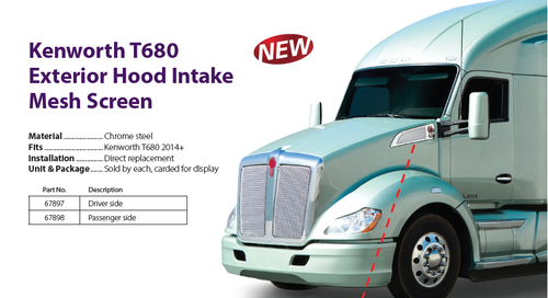 EXTERIOR HOOD INTAKE MESH SCREEN fits Kenworth T680 2014+