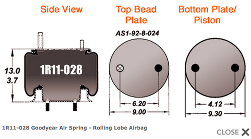 Goodyear Air Spring Rolling Lobe Airbag