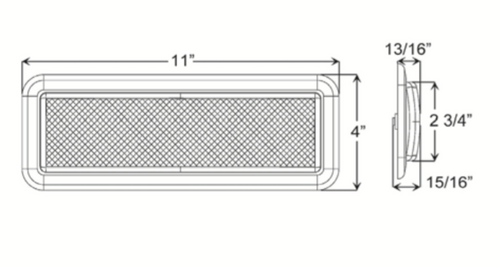 11” Opti-Brite Led Mini Dome Light For Interior, Rectangular Shape