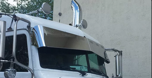 13” to 9” Visor Fits Peterbilt 357,378,379,386,389 Series Bowtie With 6 Hidden Light Hole S.Steel