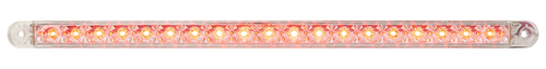 12" Red/Clear Flush Mount Led Light Bar - Front Lit Up View 