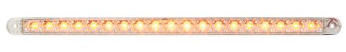 12" Flush Mount Amber/Clear Lens Light Bar - Lit Up Front view 