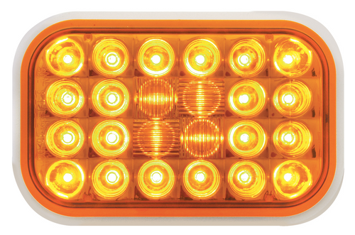 Amber/Amber Rectangular Led Light - Lit Up View 