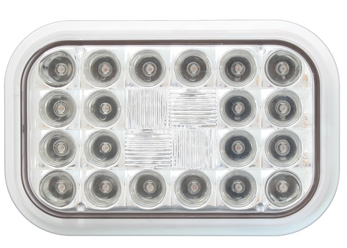 Rectangular Pearl Red/Clear Led Light - Front View 