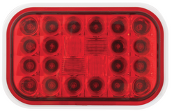 Red/Red Rectangular Pear Led Light - Front View 