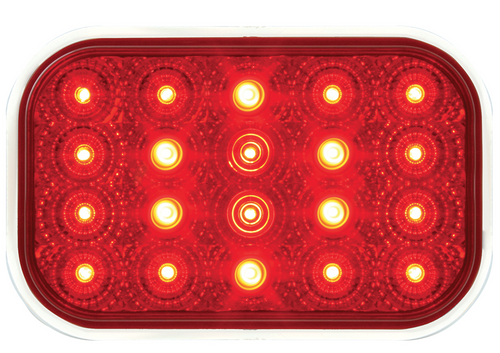 Rectangular Red/Red Led Flush Mount Light - Lit Up View 