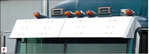 13.5"  Visor Fits Freightliner Classic, Fld Flat Top, Door Mount Mirrors, Replacing Factory Fiberglass Visor