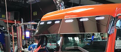 10 1/2“ - 12 “ Visor Fits Peterbilt 357, 378, 379, 386, 389, With 6 Hidden Lights Hole S.Steel