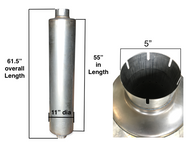 Muffler Diameter 11” X 55” fits Peterbilt 387 (’99-2007) Overall Lenght 61.5” Inlet/Outlet 5”
