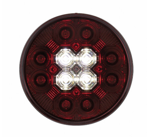 4” Round Combo Light with 12 LED Stop, Turn & Tail Light & 16 LED Back-Up Light - Red LED/Red Lens