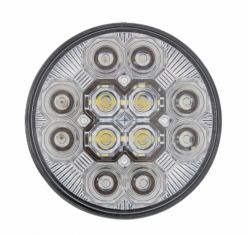 4” Round Combo Light with 12 LED Stop, Turn & Tail Light & 16 LED Back-Up Light - Red LED/Clear Lens