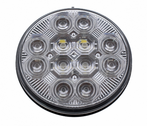 4” Round Combo Light with 12 LED Stop, Turn & Tail Light & 16 LED Back-Up Light - Red LED/Clear Lens