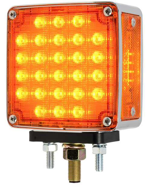 Square Double Face Smart Dynamic LED Pedestal Passenger side Light Amber/Amber-Red/Red