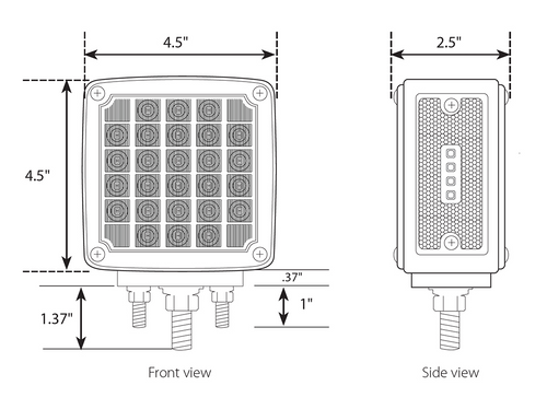 Descontinued Square Double Face Smart Dynamic Led Pedestal Light Amber/Red -Clear Lens