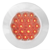 4" Fleet Flange Mount LED Light with Chrome Twist & Lock Bezel in Standard 3-Prong Red Clear
