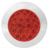 4" Fleet Flange Mount LED Light with Chrome Twist & Lock Bezel in Standard 3-Prong Red/Red