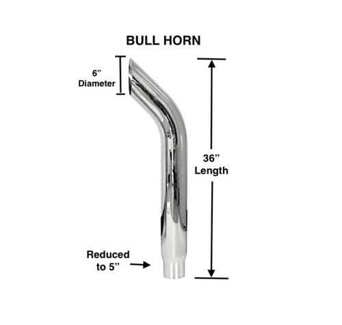 Lincoln Chrome BullHorn Cut 6” OD X 36” L Reduced To 5” Top Stack