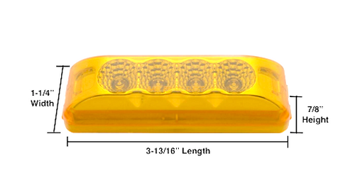 4 LED Reflector Rectangular Clearance/Marker Light - Amber LED/Amber Lens