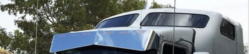 12” Reduced to 9” Visor Fits Kenworth T800, T600, T400, T300, W900B, W900L Flat Windshield With Cab Mounted Mirror Brackets Bowtie 6 Hidden Light Holes S.Steel