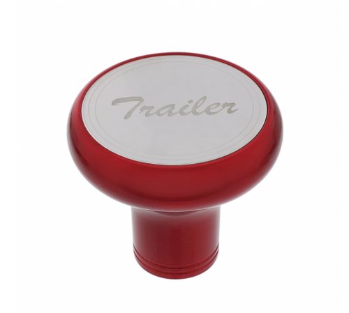 Deluxe Aluminum Screw-On Air Valve Knob With Stainless Trailer Plaque - Candy Red