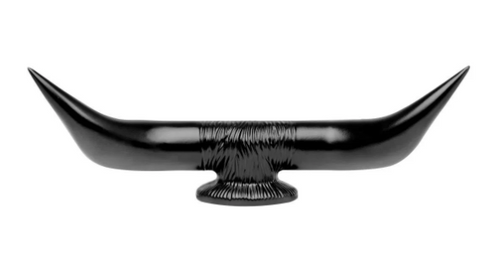 Bull Horn Hood Ornament with Base Matte Black Bull Horn