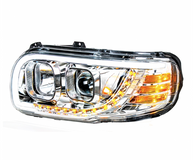 Chrome Projection Headlight with LED Position Light & LED Turn Signal for 2008+ fits Peterbilt 388 389 367 567