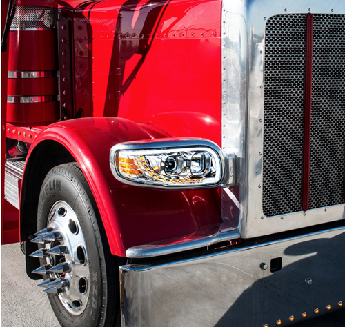 Chrome Projection Headlight with LED Position Light & LED Turn Signal for 2008+ fits Peterbilt 388 389 367 567