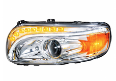 Chrome Projection Headlight With LED Turn & DRL For Peterbilt 389 (2008-2023) & 388 (2008-2015)- Driver