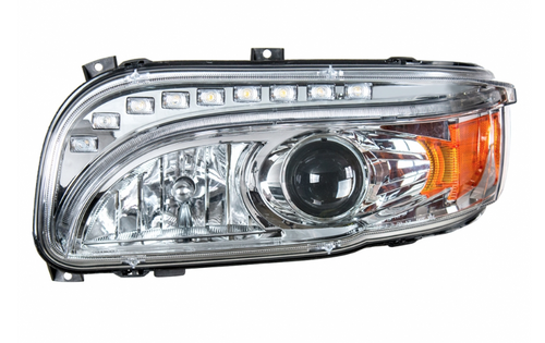 Chrome Projection Headlight With LED Turn & DRL For Peterbilt 389 (2008-2023) & 388 (2008-2015)- Driver