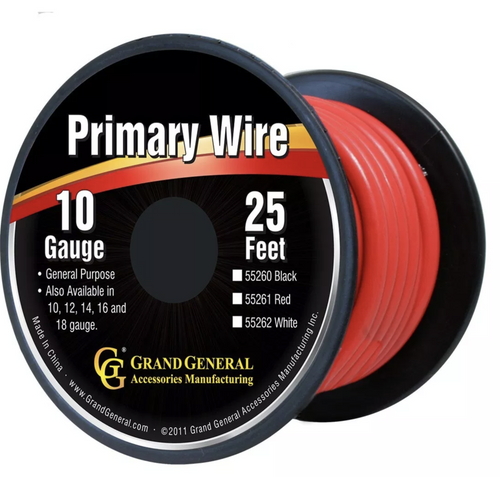 Primary Wires in 10 Gauge Red	25 ft