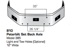 18" Bumper (Peterbilt 377 & 385) W/ Set Back Axle Tow (No fog Light Hole )