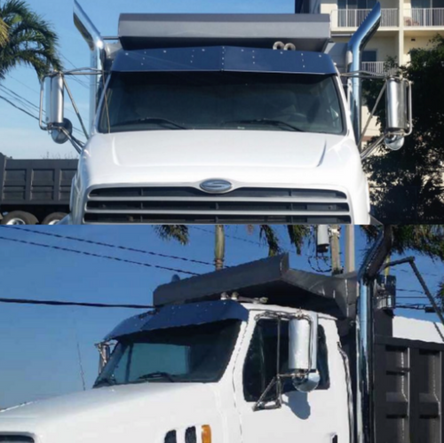 11"-14" Visor V-Shape Fits Ford Sterling With 6- 3/4” LED lights Hole, Stainless Steel 304