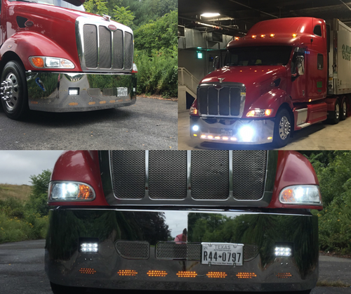 22” Chrome Bumper (Peterbilt 387 2002+) W/ Aero, Air Vents, Fog & 9 Hidden Light Holes