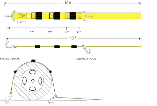 Wheel straps Assemblies  2” x 10ft WINCH STRAP W / SWIVEL HOOK (Box 1/8)