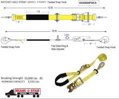 2” x 10 FT AxleRat,  Strap wheel w/twisted hooks (Box 1/8)
