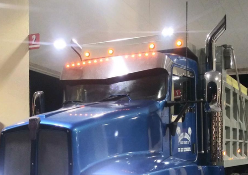 10” x 13” Visor Fits Kenworth W900L/T660/T800/T330 Curved Windshiled 1996+ Visor Blind Mount V-Style W15-3/4” Light Hole S.Steel