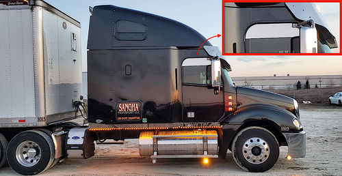 Top Of Door Trim. 7" Polished Finish, Chopped Look (Pair) S.s. fits Freightliner Century/Columbia