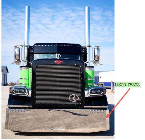 20”-18” Stainless Steel Bumper With 70 3/4'' Light Hole (Factory Fender Only) Fits Peterbilt 389