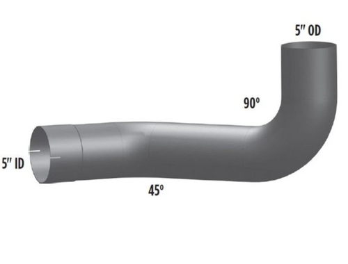 5" Aluminized Exhaust Left Elbow Fits Kenworth T600 T800 W900