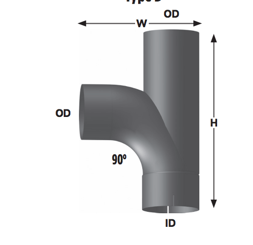 5" Type B Y-Pipe Aluminized Exhaust Pipe 10.5" x 16"