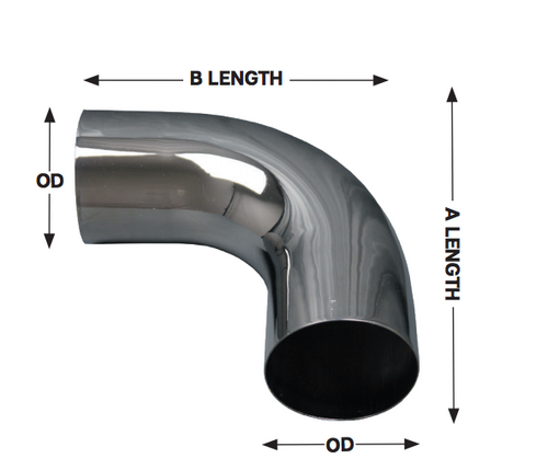 5" 90 Degree Exhaust Elbow 12" x 12" OD-OD Chrome