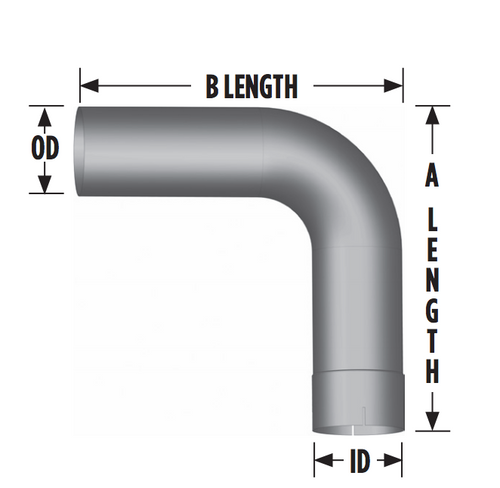 4" Exhaust Elbow 90 Degree 12" x 12" ID/OD Chrome